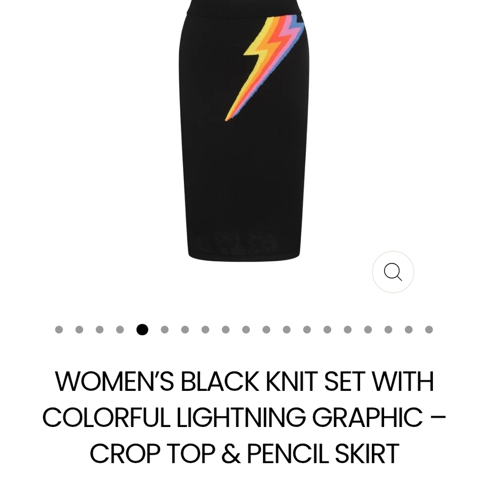 Black Skirt Set with Vibrant Lightning Design - Picture 3 of 10